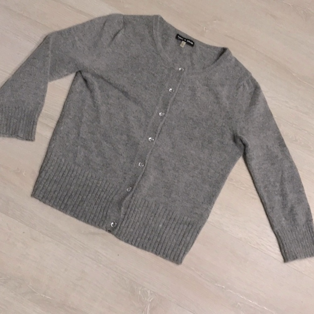 Cable & Gauge light gray angora blend cardigan